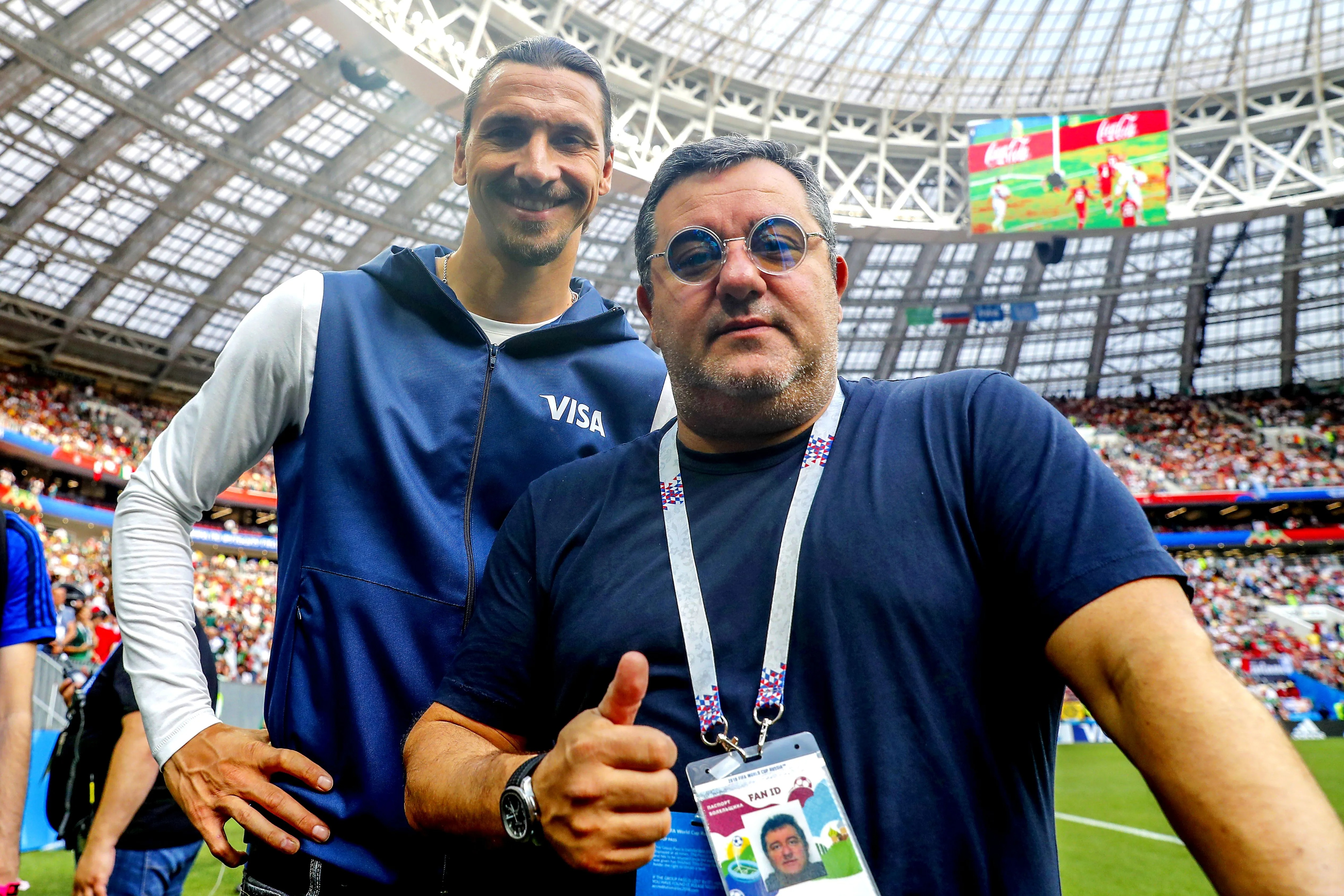 Zlatan Ibrahimovic and Mino Raiola at the 2018 World Cup