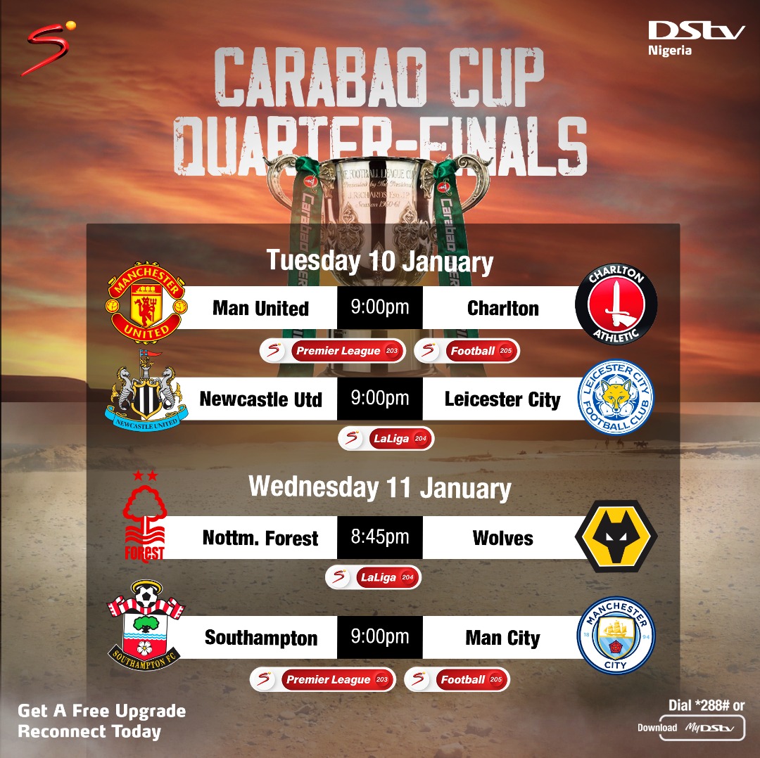 Man United Man City Others Battle It Out For Carabao Quarter Finals