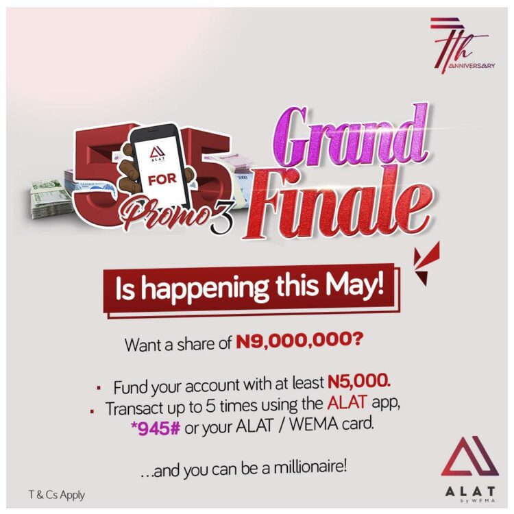 Wema Bank 5 for 5 Promo Season 3 grand finale set to hold in Lagos