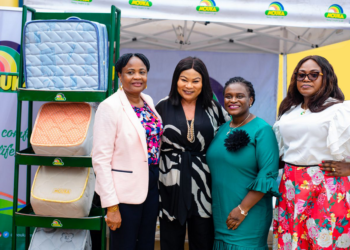 Mouka's Brand Ambassador Sola Sobowale graces the opening of Justrite's new store