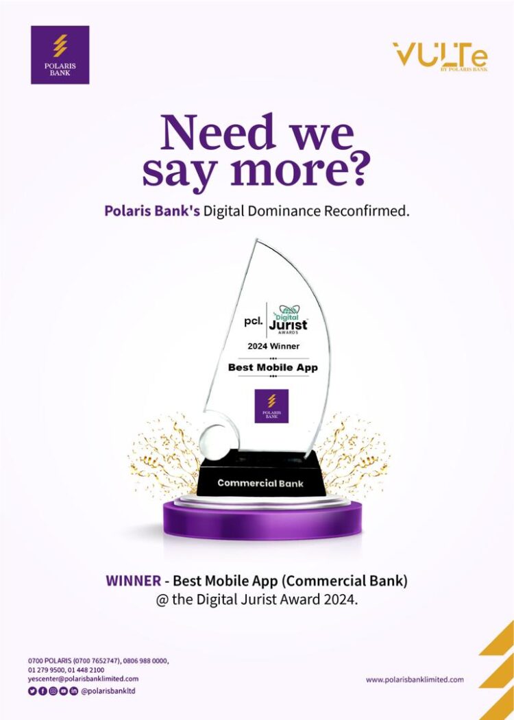 Polaris Bank clinches “Best Mobile App” Award at Digital Jurist Awards 2024