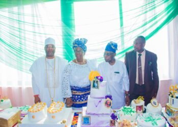 Adron boss, Aare Adetola Emmanuelking celebrates Chief Olusegun Obasanjo at 88