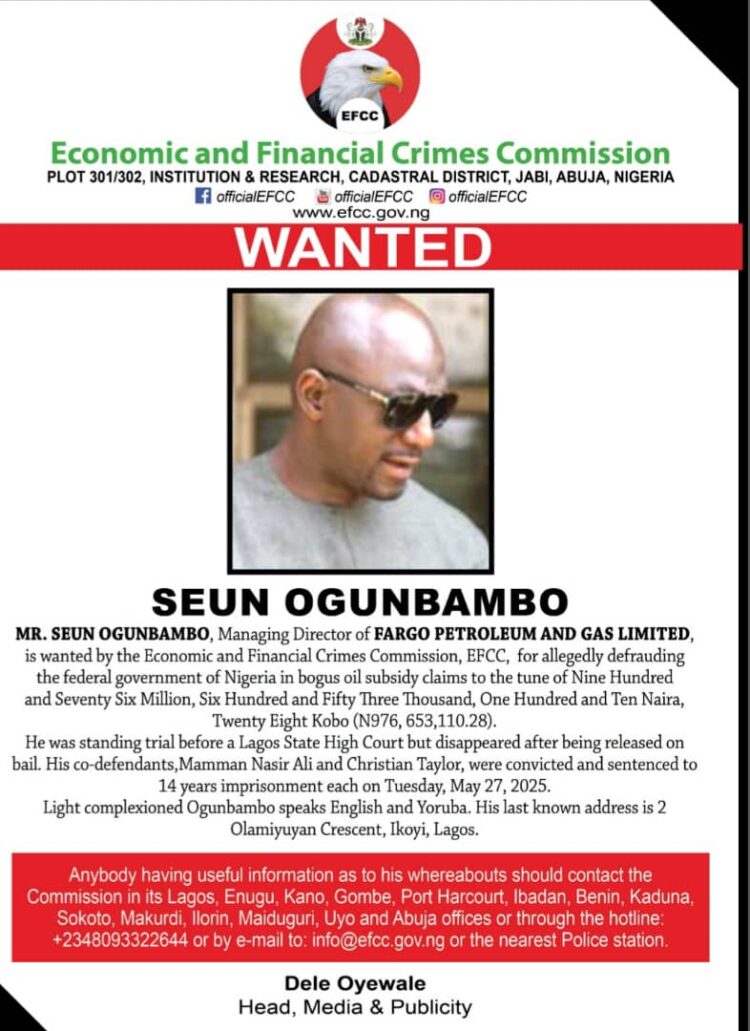 Fargo Petroleum CEO, Seun Ogunbambo wanted by EFCC over N976 million fraud