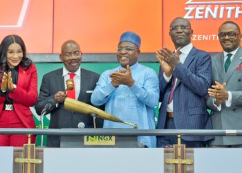 Jim Ovia: Founder/Chairman Zenith Bank, reaffirms strong commitment to shareholder value at the NGX closing gong ceremony
