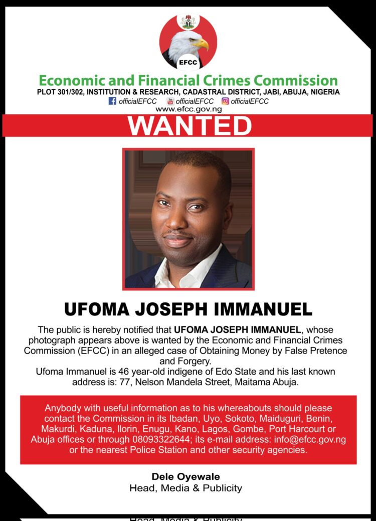 EFCC declares Energy Magnate, Ufoma Emmanuel wanted over alleged fraud