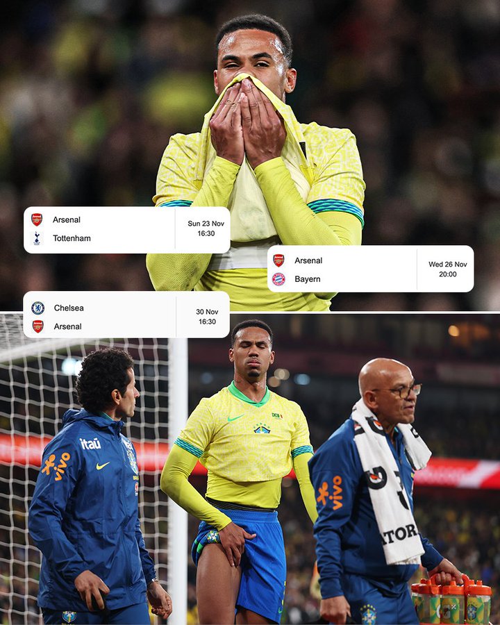 Arsenal defender Gabriel sidelined for Brazil after suffering thigh injury