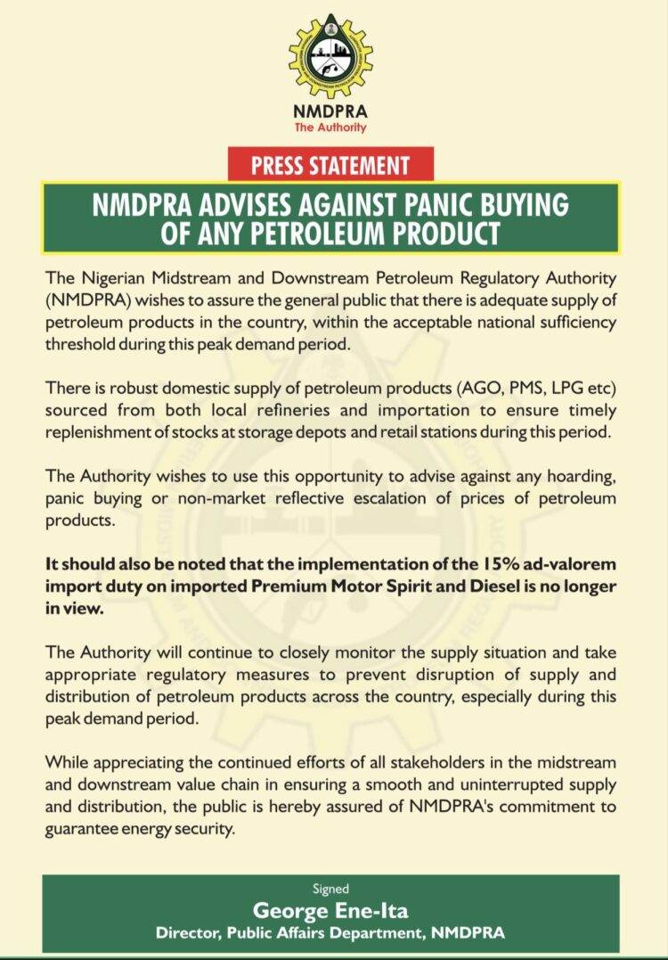 FG suspends 15% Import tax on Petrol