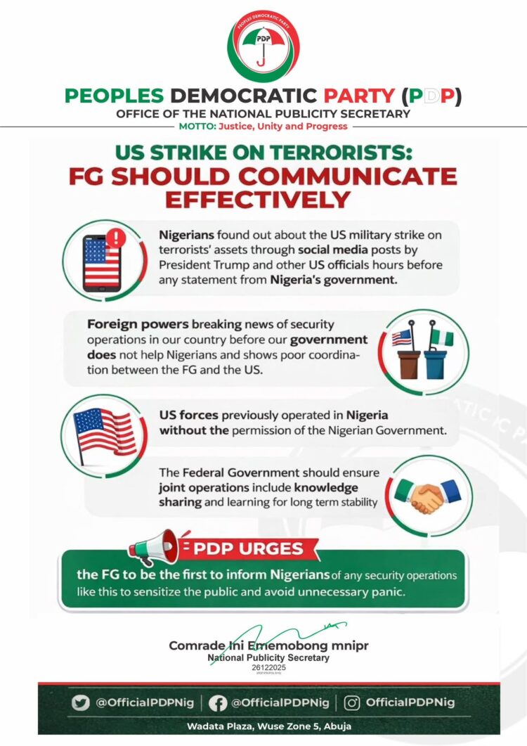 ICYMI: US strike on Terrorists: FG should communicate effectively