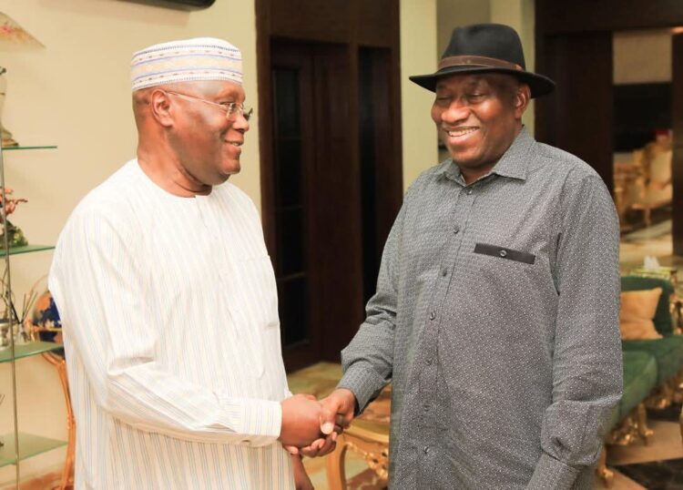 2027: Atiku meets Jonathan in Abuja