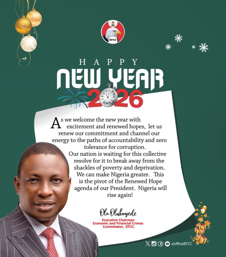 EFCC boss, Olukoyede calls for Zero tolerance for corruption in 2026