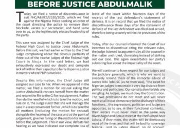 Why we withdraw our case before Justice Abdulmalik