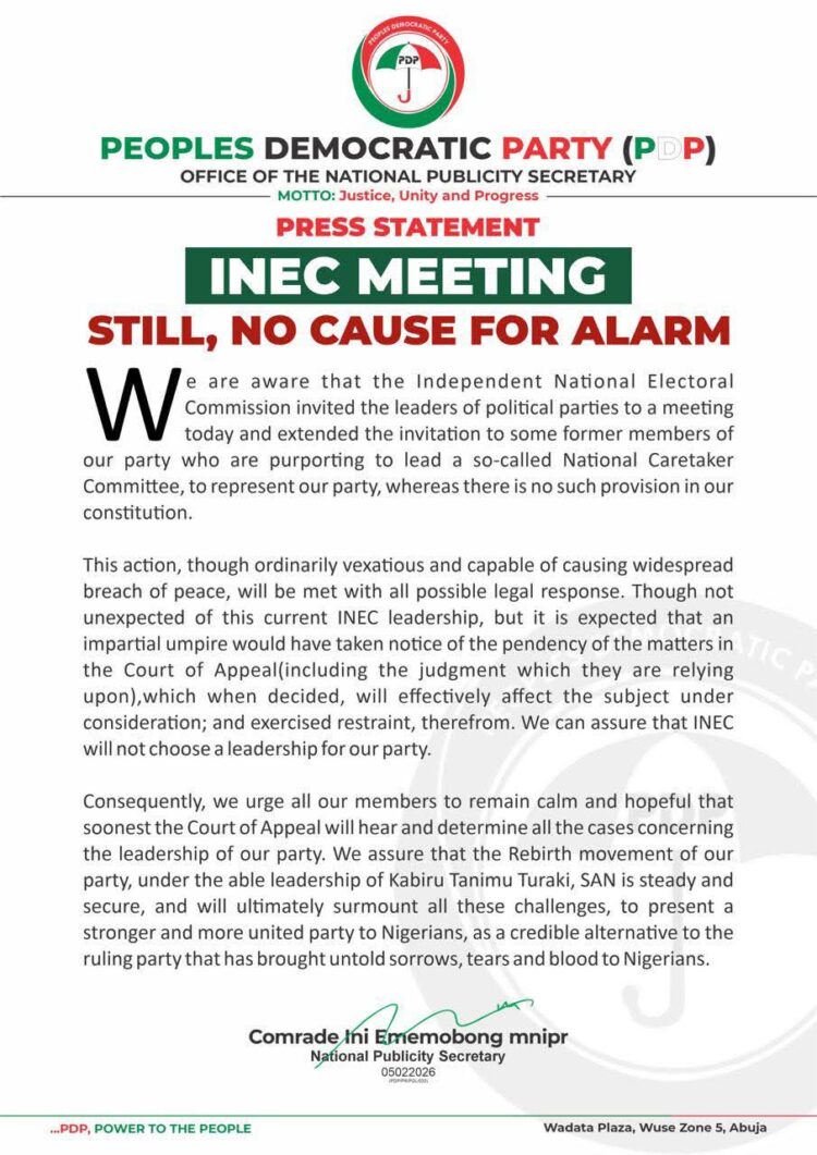 INEC meeting: Still, No cause for alarm