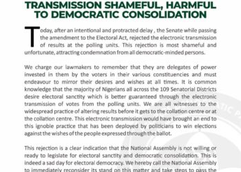 Senate rejection of electoral transmission shameful, harmful to democratic consolidation