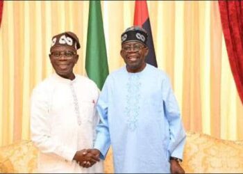 Oshiomole visits Tinubu to congratulate him over wife’s recognition by Trump