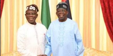 Oshiomole visits Tinubu to congratulate him over wife’s recognition by Trump