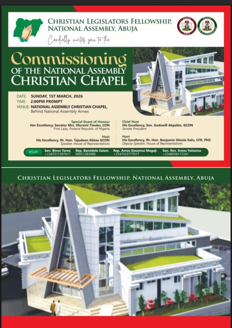 Christian Legislators fellowship to commission National Assembly chapel on March 1