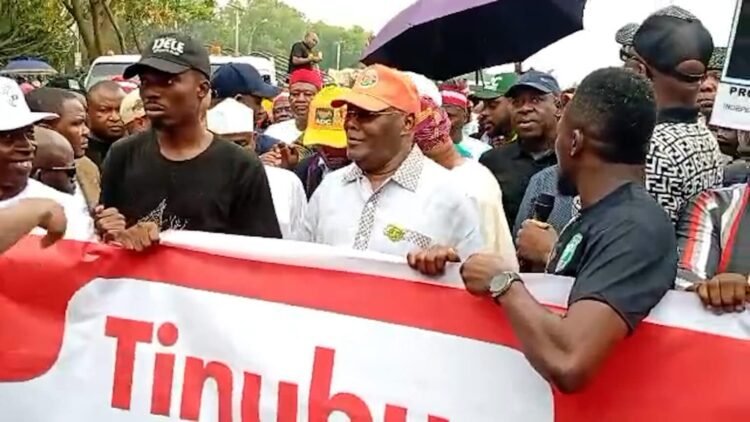 #OCCUPYINEC: Atiku Joins ADC protest In Abuja