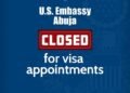 US Embassy suspends visa appointments in Abuja office