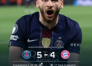 PSG move past Bayern in 9-goal UCL semi-final first leg
