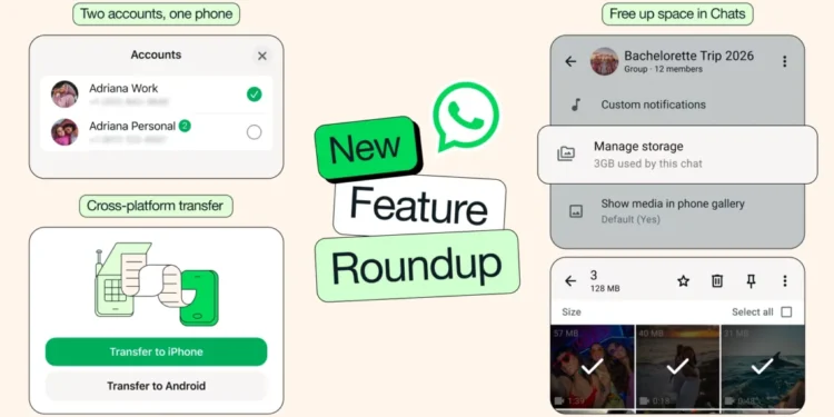 WhatsApp adds multi-account login, chat transfer and storage tools in major update