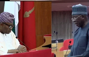 VIDEO: Akpabio, Oshiomhole clash over eligibility for 2027 Senate presidency