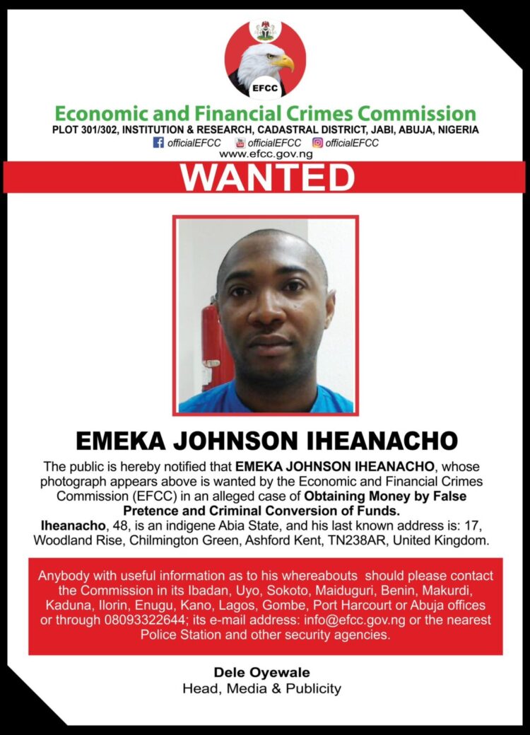 EFCC declares Emeka Iheanacho wanted in serious probe