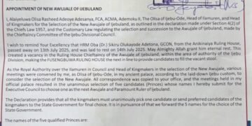 Awujale throne: Olisa, kingmakers nominate 5 princes, send names to Governor