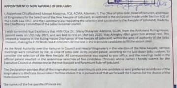 Ogun Govt Dismisses Letter Nominating Five Princes for Awujale Royal Stool