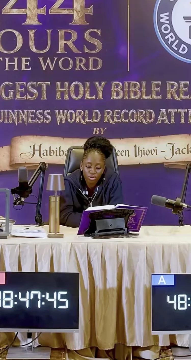See the Nigerian woman attempting 144-hour Bible reading Guinness world record