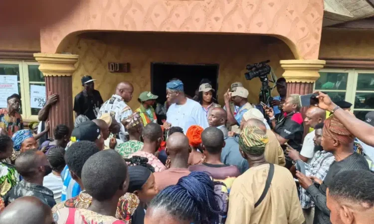 Ekiti Polls: PDP Candidate, Wole Oluyede Arrives Polling Unit