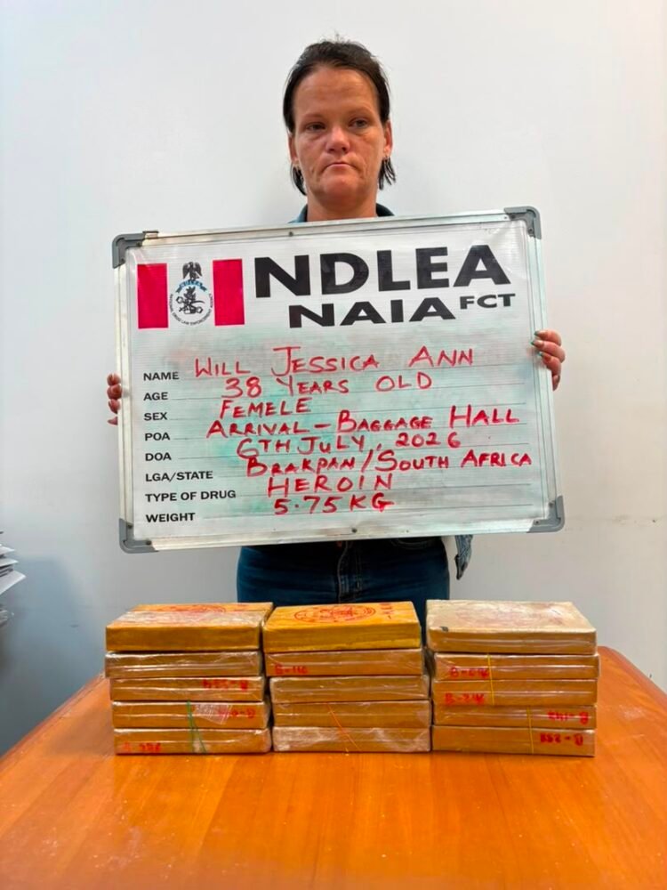 NDLEA intercepts South African woman with 5.75 kg of heroin