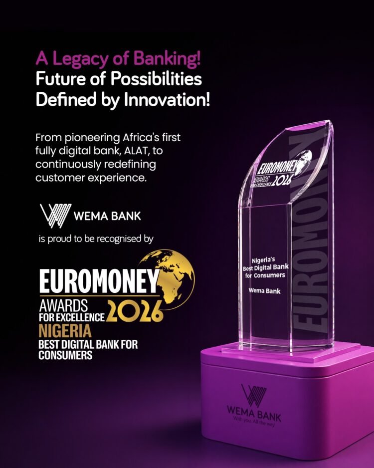 Wema Bank wins Euromoney's Nigeria's Best Digital Bank for Consumers 2026 Award