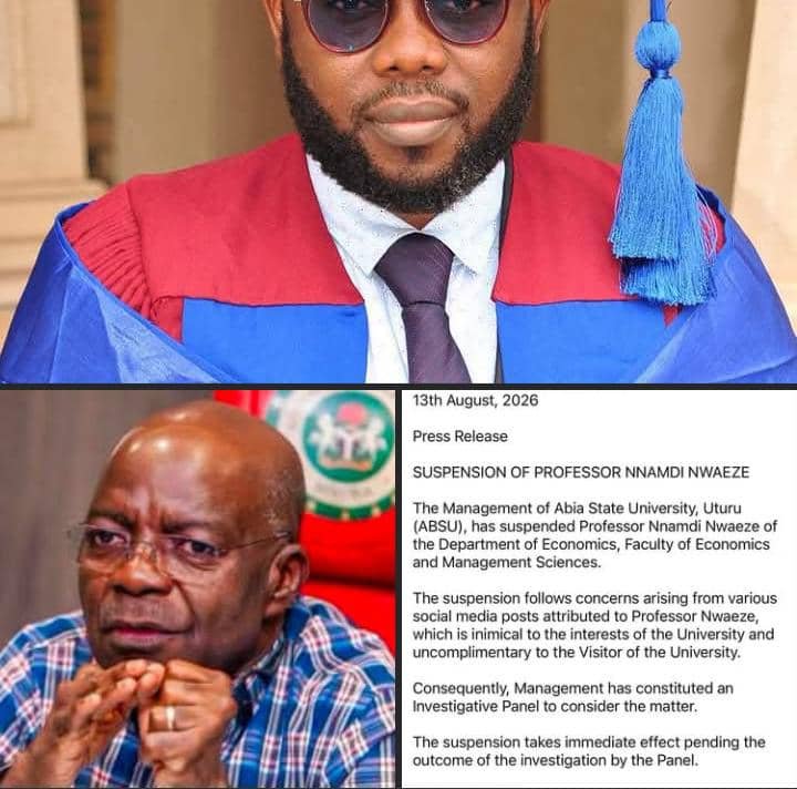 Abia State University Suspends Lecturer Over ‘Uncomplimentary’ Social Media Posts against Gov. Otti