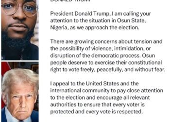 Davido writes Donald Trump over Osun governorship election