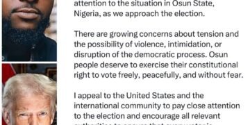 Davido writes Donald Trump over Osun governorship election