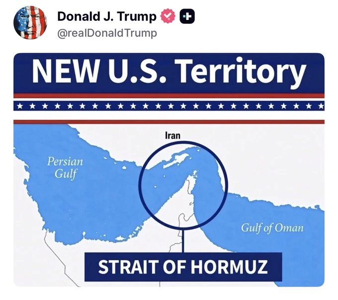 Trump declares Strait of Hormuz new US territory in social media post