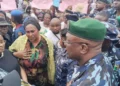 PHOTOS: Osun First Lady, Titilola Adeleke leads protest over alleged voter intimidation ahead of Saturday Guber Poll