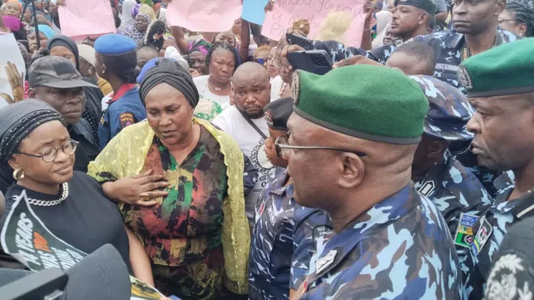 PHOTOS: Osun First Lady, Titilola Adeleke leads protest over alleged voter intimidation ahead of Saturday Guber Poll
