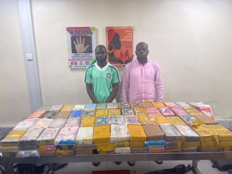 NDLEA intercepts 184.5kg cocaine, arrests 2 in Lagos