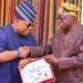 Adeleke Presents Certificate of Return to President Tinubu (Photos)