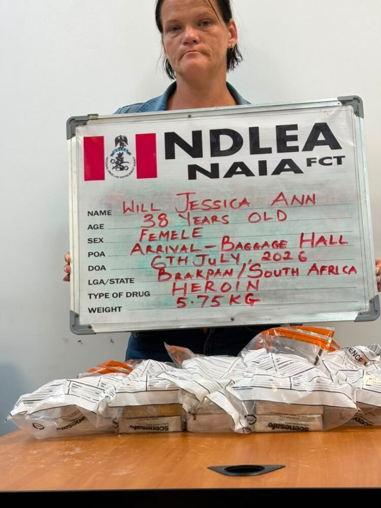 Court jails South African woman for 25 years for importing 5.75kg of heroin into Nigeria