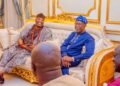 Adron Chairman Adetola Emmanuelking congratulates Anthony Osibodu on coronation as Bobajiro of Ilishan-Remo