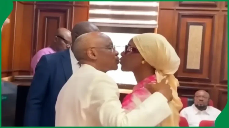 Ex-Kaduna Gov, El-Rufai kisses wife in court today