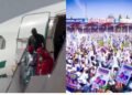 Tinubu arrives Kaduna for campaign flag-off amid tight security [VIDEO]